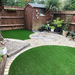 artificial grass circular patio cottage garden