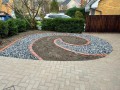 brick edging front garden design black ice chippings bradstone driveway blocks