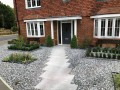 silver grey porcelain paving pathways low maintenance front garden